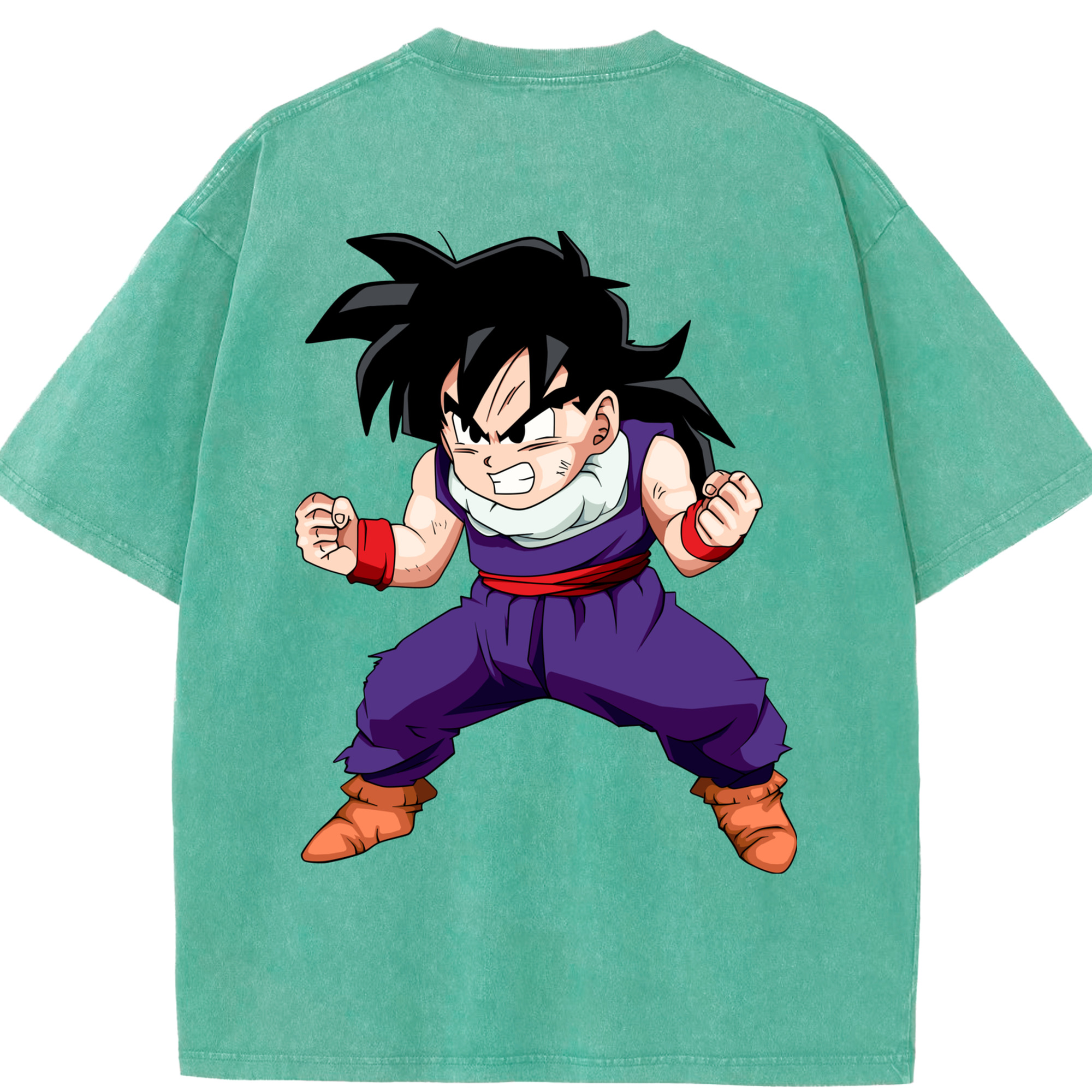（画像用） ドラゴンボール 孫 悟飯（そんごはん）DRAGON BALL Son Gohan 綿100% ヴィンテージ風 半袖Tシャツ（背面プリント）